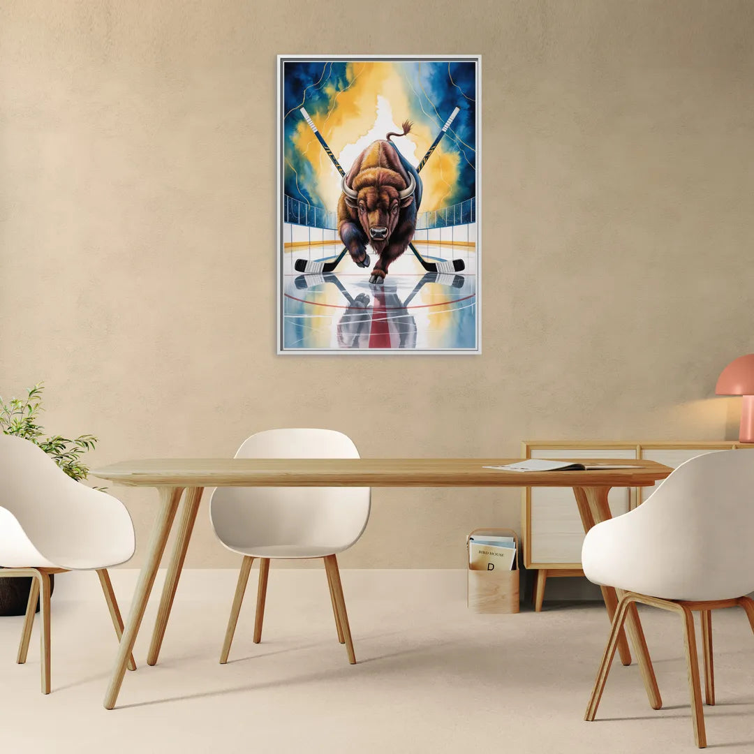 Dynamic Buffalo Sabres Action - Living Room White Frame Canvas