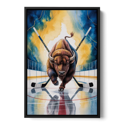 Dynamic Buffalo Sabres Action - Black Frame Canvas