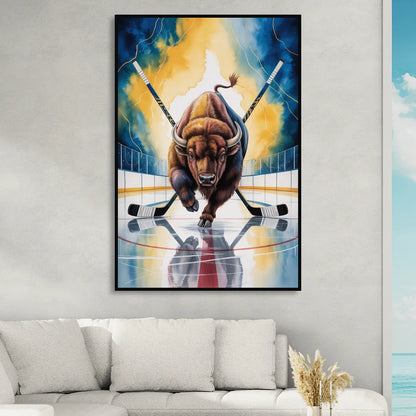 Dynamic Buffalo Sabres Action Living Room - Black Canvas Wall Art