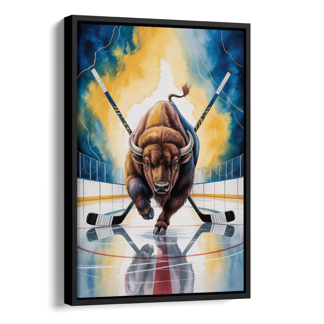 Dynamic Buffalo Sabres Action Side - Black Canvas Wall Art