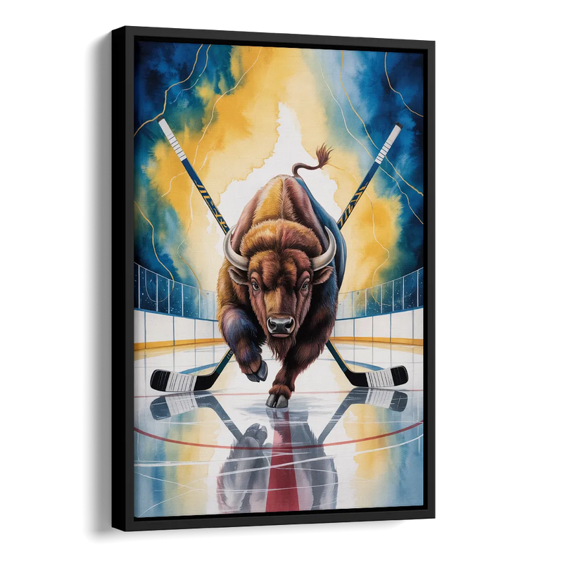 Dynamic Buffalo Sabres Action Side - Black Canvas Wall Art