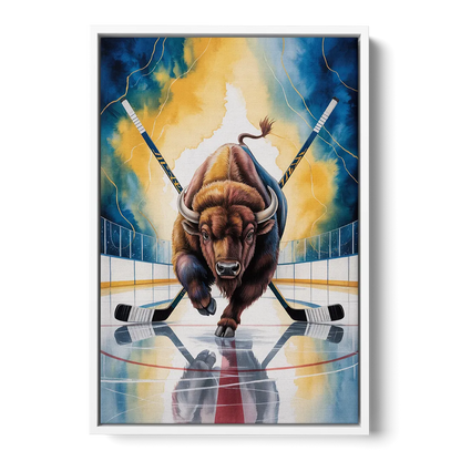 Dynamic Buffalo Sabres Action - White Frame Canvas