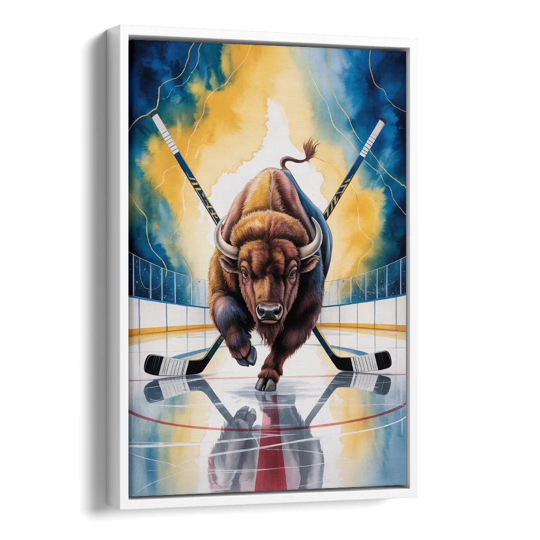 Dynamic Buffalo Sabres Action Side - White Canvas Wall Art