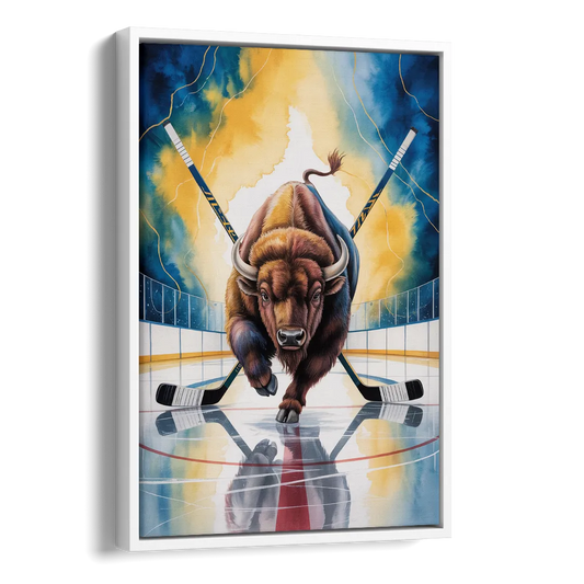 Dynamic Buffalo Sabres Action Side - White Canvas Wall Art