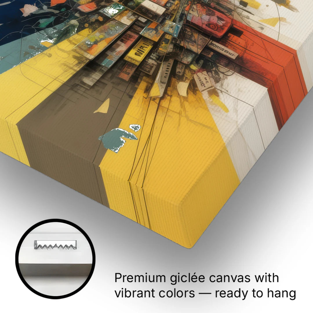 Dynamic City Layers Yellow Abstract - Canvas Wall Art - Gallery Wrap Corner
