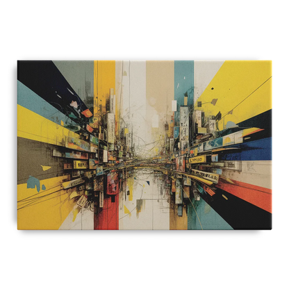 Dynamic City Layers Yellow Abstract - Canvas Wall Art