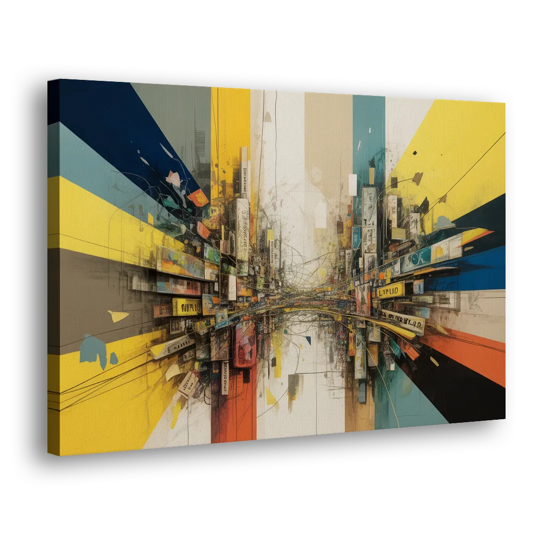 Dynamic City Layers Yellow Abstract Side - Canvas Wall Art