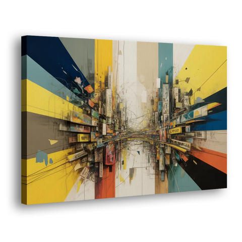 Dynamic City Layers Yellow Abstract - Canvas Wall Art
