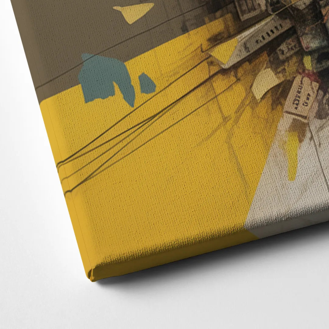 Dynamic City Layers Yellow Abstract Canvas Close Up