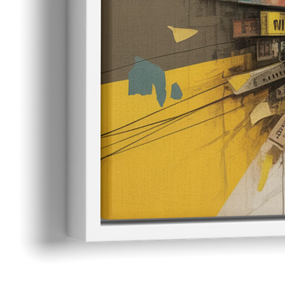 Dynamic City Layers Yellow Abstract - Close-Up White Frame Canvas
