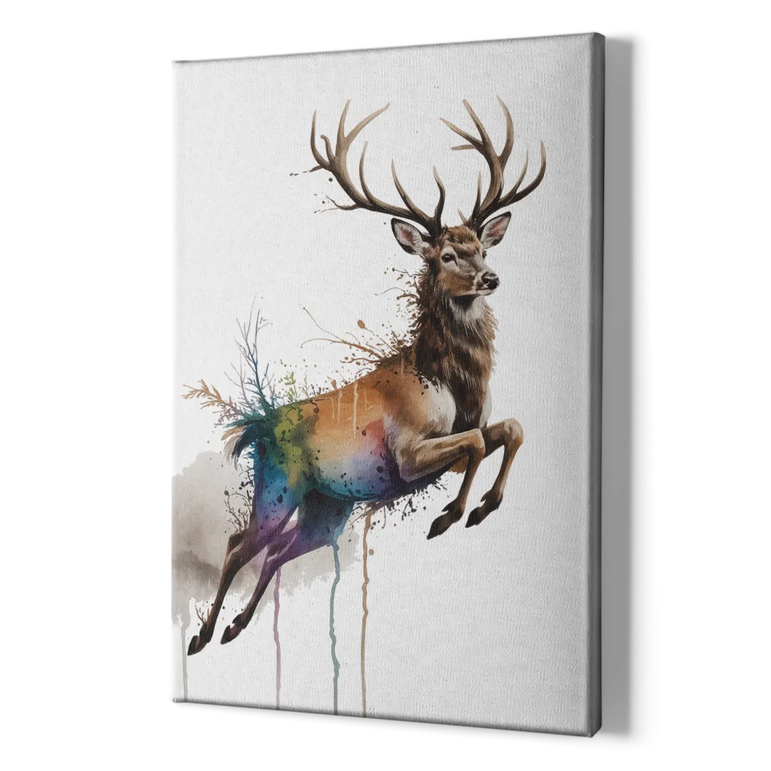 Dynamic Deer Leap - Canvas Print Art Sides