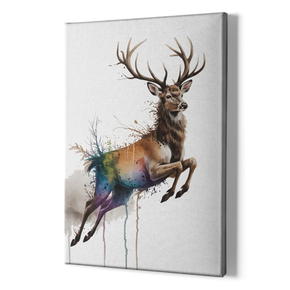 Dynamic Deer Leap - Canvas Print Art Sides