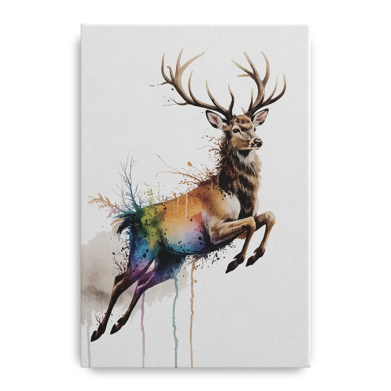 Dynamic Deer Leap Front - Canvas Wall Art