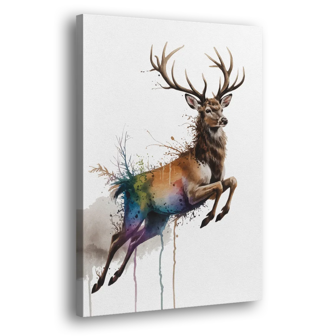 Dynamic Deer Leap Side - Canvas Wall Art