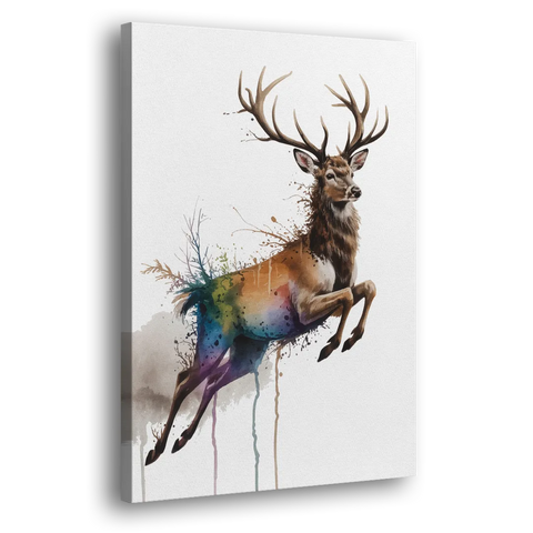 Dynamic Deer Leap - Canvas Wall Art