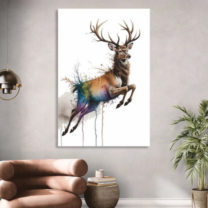 Dynamic Deer Leap Sitting Room - Canvas Wall Art