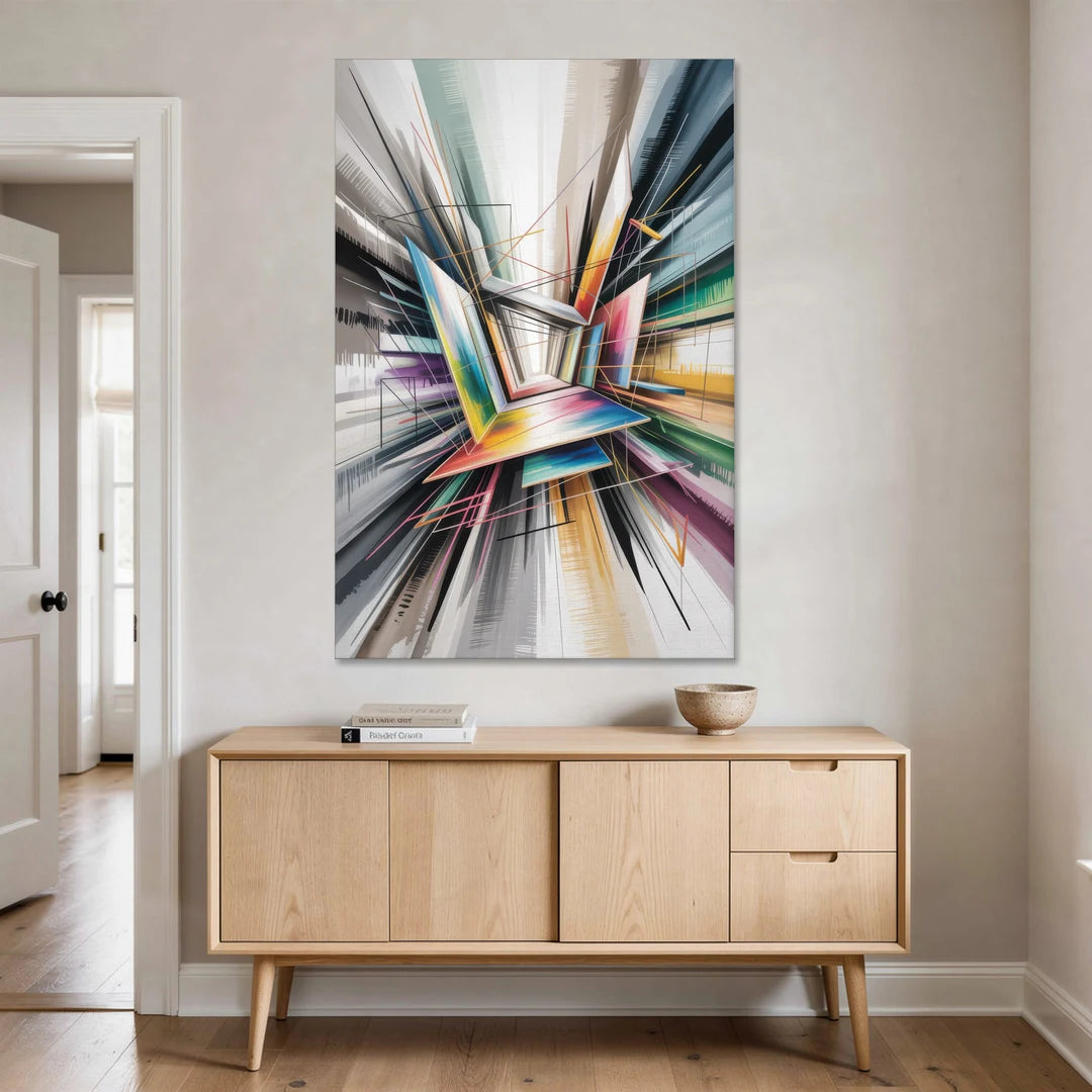 Dynamic Elegance Grey and Silver Abstract - Canvas Wall Art - Coffee Table - 40x60