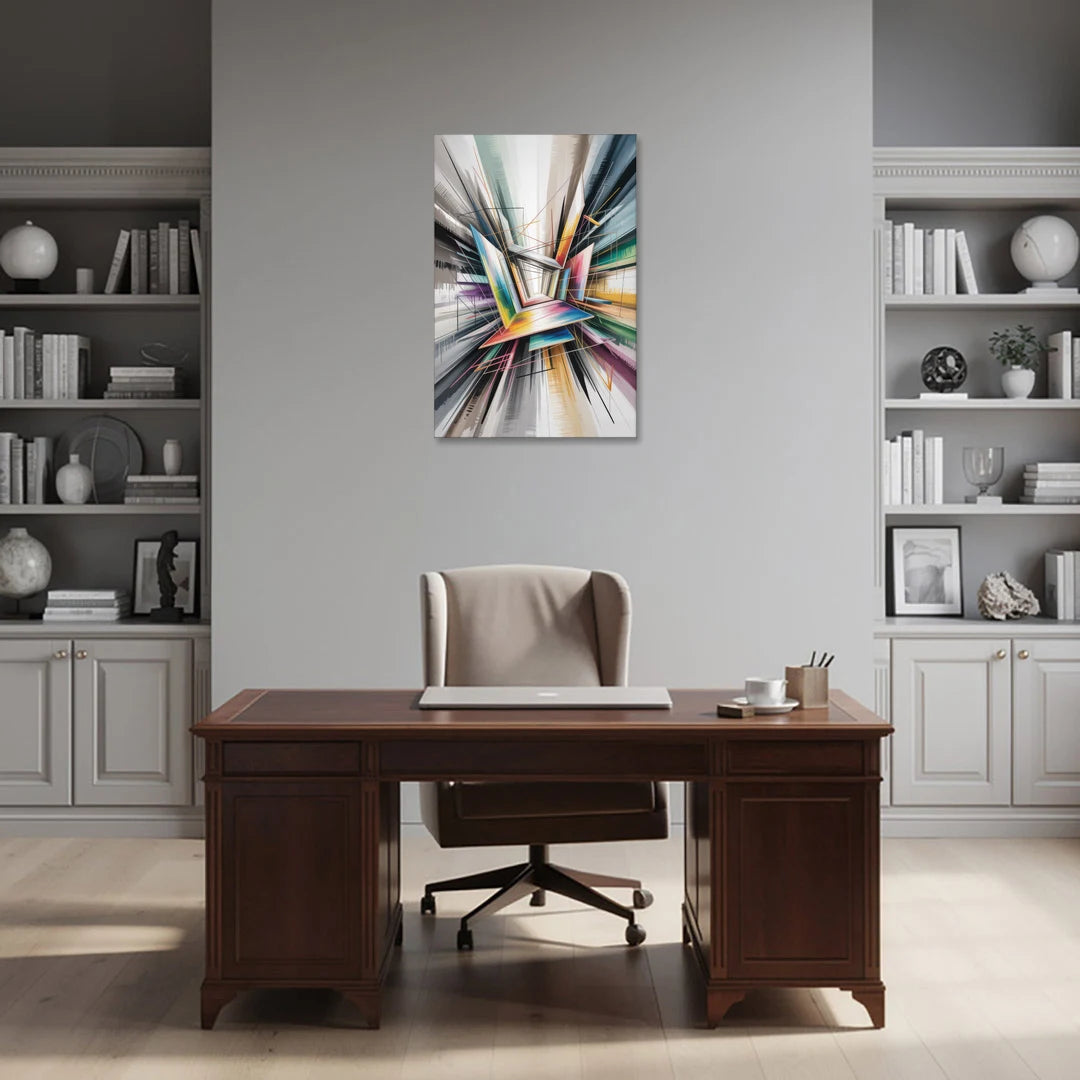 Dynamic Elegance Grey and Silver Abstract - Canvas Wall Art - Office - 24x36