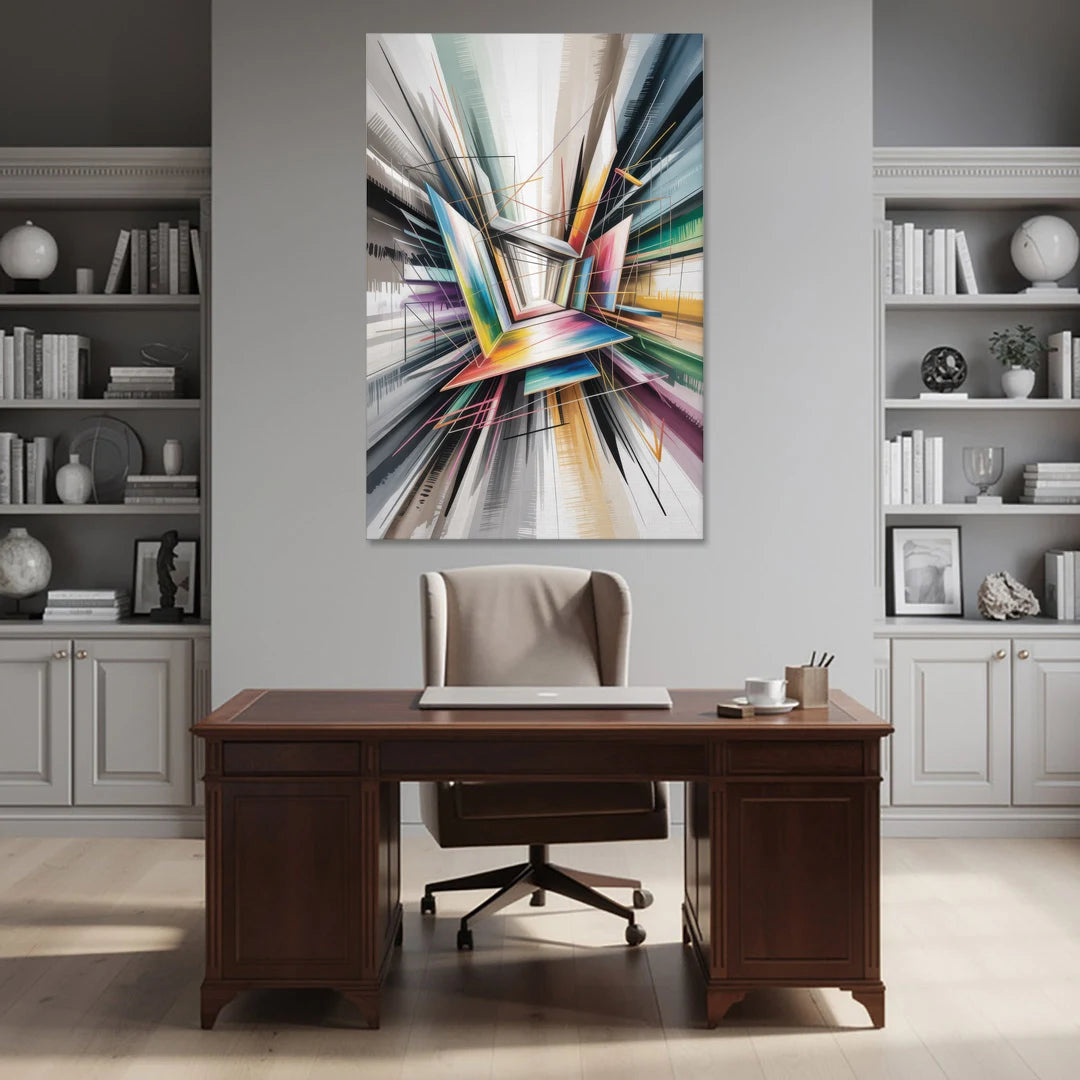 Dynamic Elegance Grey and Silver Abstract - Canvas Wall Art - Office - 40x60