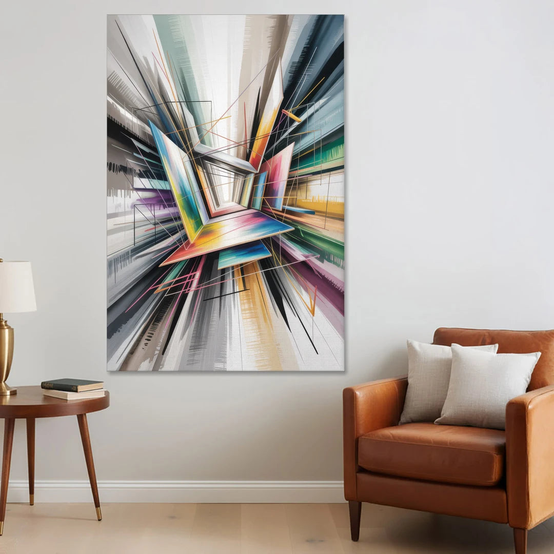 Dynamic Elegance Grey and Silver Abstract - Canvas Wall Art - Sofa - 40x60