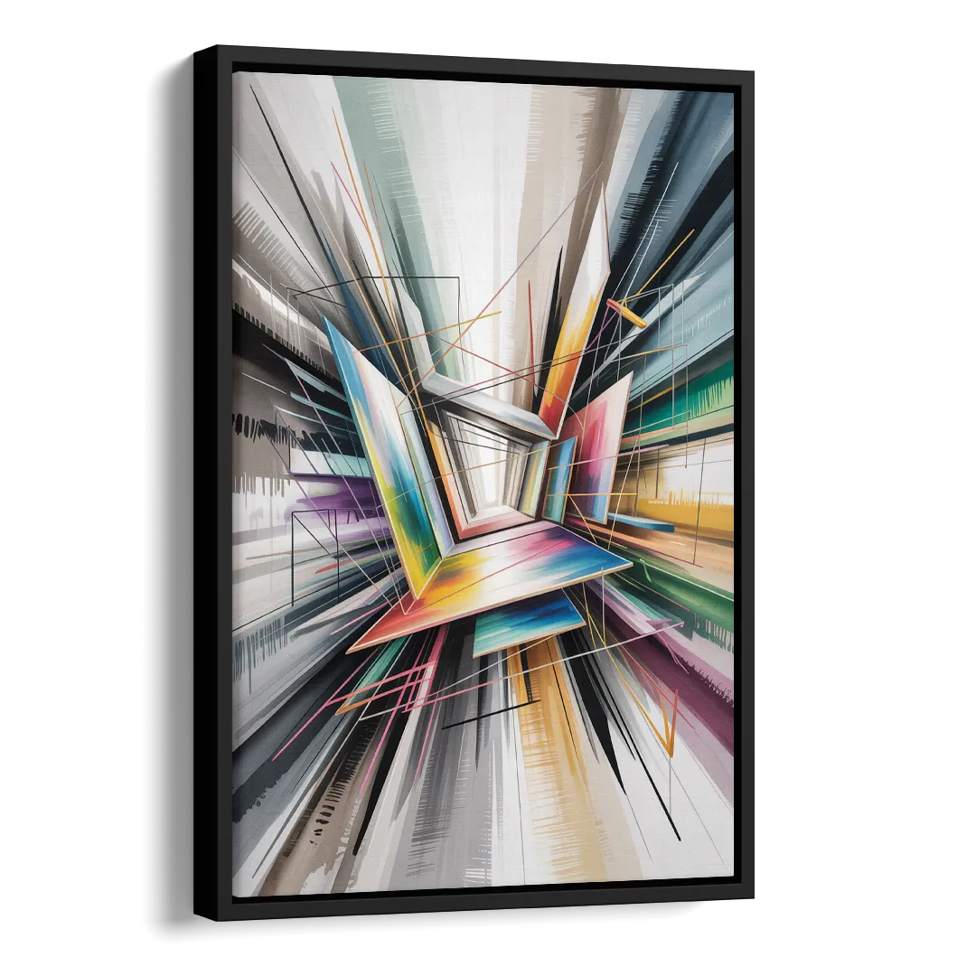 Dynamic Elegance Grey and Silver Abstract Side - Black Canvas Wall Art