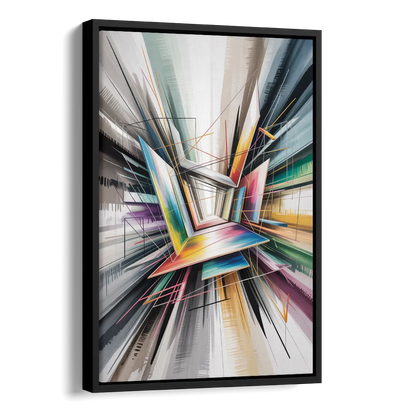 Dynamic Elegance Grey and Silver Abstract Side - Black Canvas Wall Art