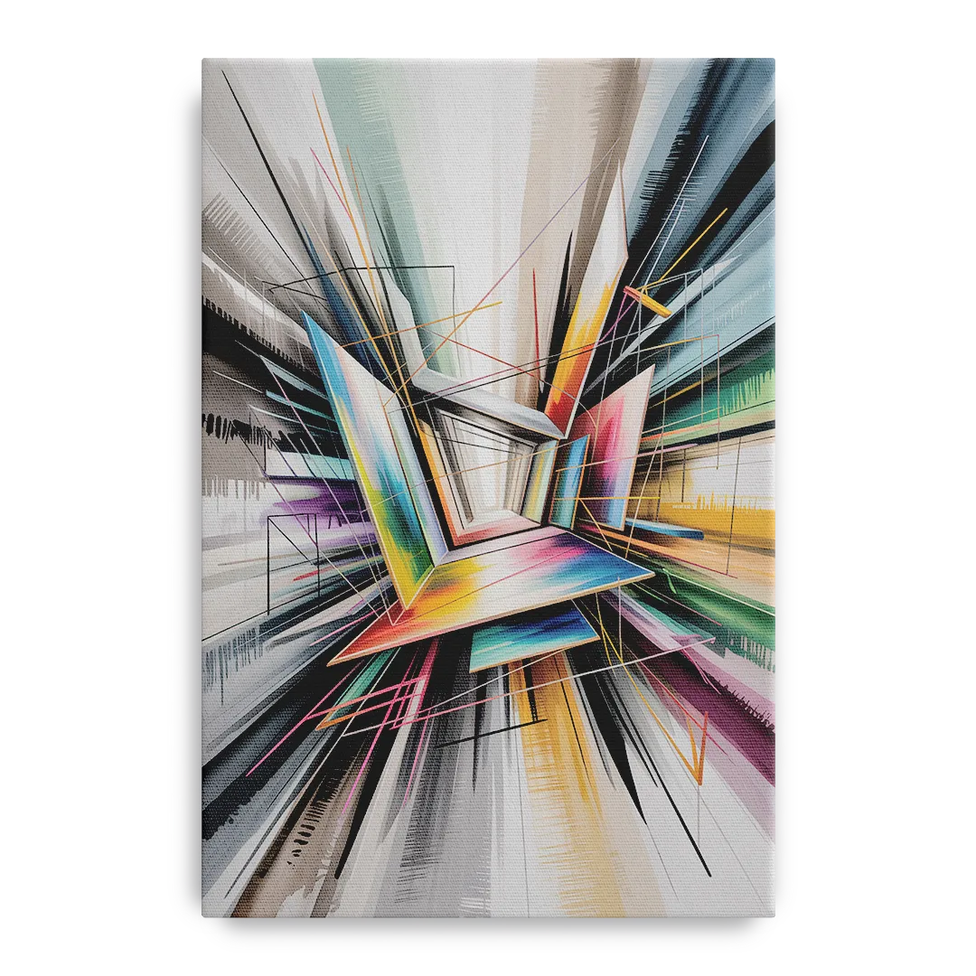 Dynamic Elegance Grey and Silver Abstract Front - Canvas Wall Art