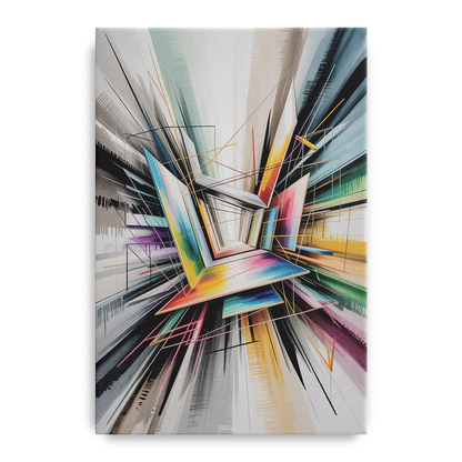 Dynamic Elegance Grey and Silver Abstract Front - Canvas Wall Art