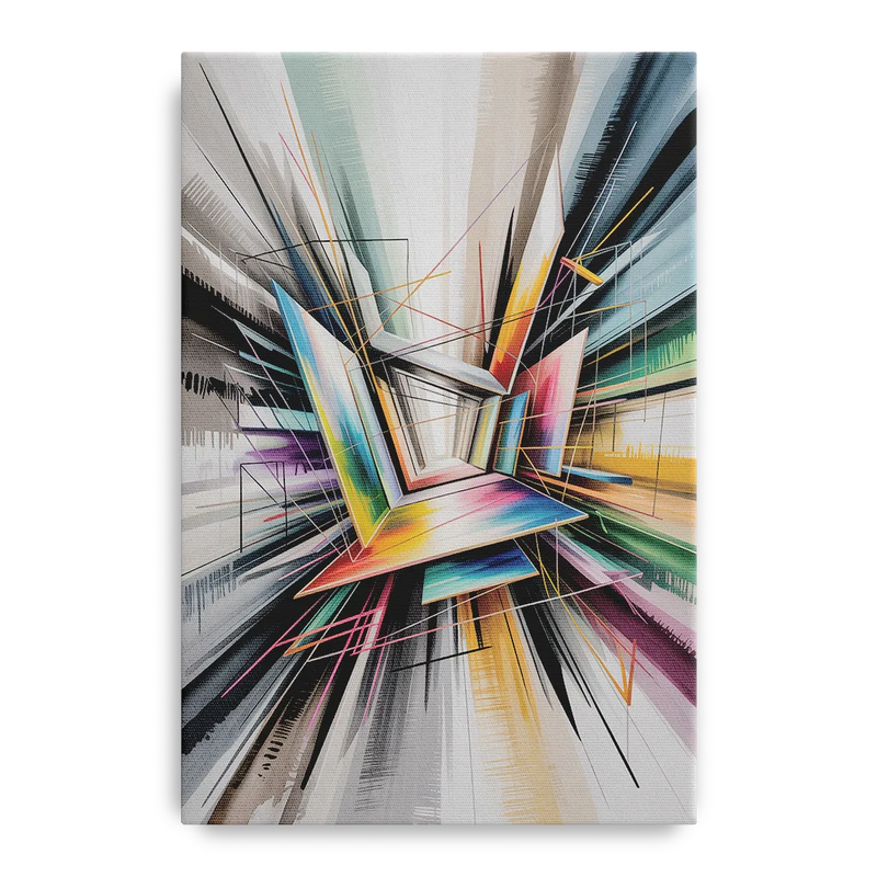 Dynamic Elegance Grey and Silver Abstract Front - Canvas Wall Art