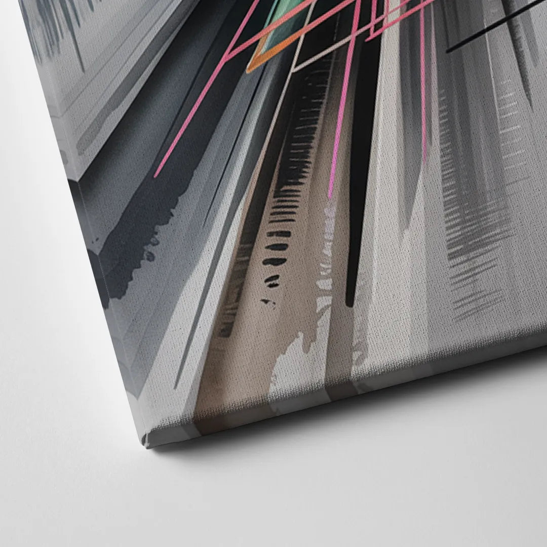 Dynamic Elegance Grey and Silver Abstract Canvas Close Up