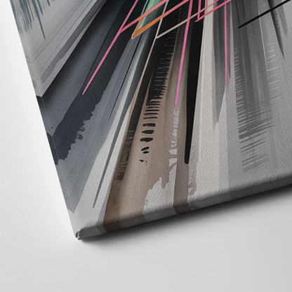 Dynamic Elegance Grey and Silver Abstract Canvas Close Up
