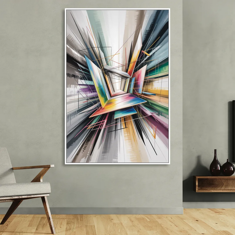 Dynamic Elegance Grey and Silver Abstract Sitting Room - White Canvas Wall Art