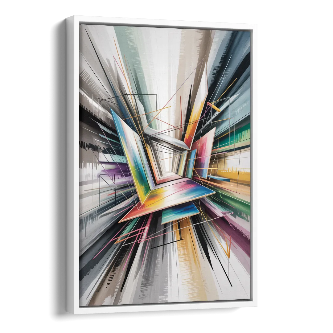 Dynamic Elegance Grey and Silver Abstract Side - White Canvas Wall Art