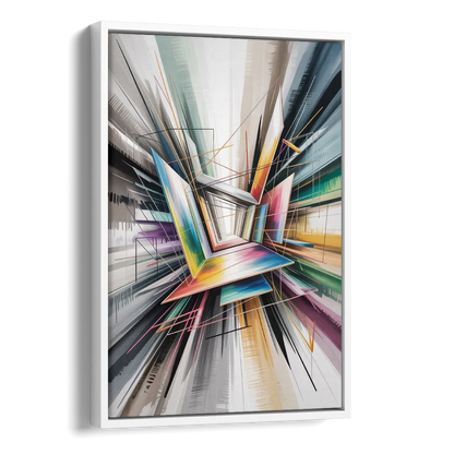 Dynamic Elegance Grey and Silver Abstract Side - White Canvas Wall Art