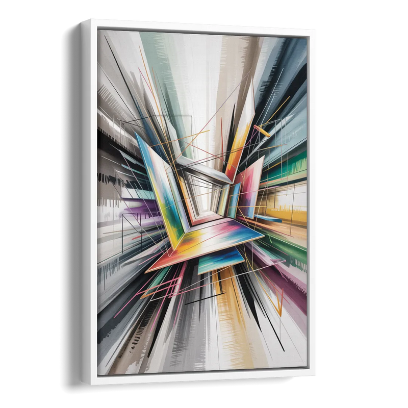 Dynamic Elegance Grey and Silver Abstract Side - White Canvas Wall Art
