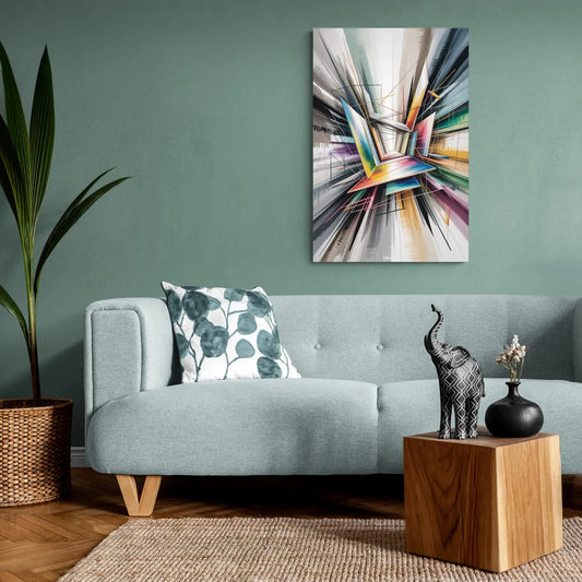 Dynamic Elegance Grey and Silver Abstract - Canvas Wall Art Living Room