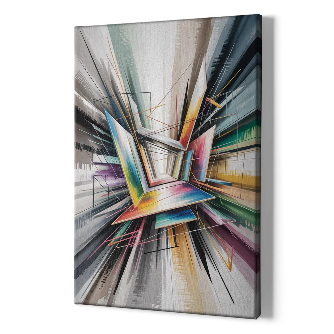 Dynamic Elegance Grey and Silver Abstract - Canvas Print Art Sides