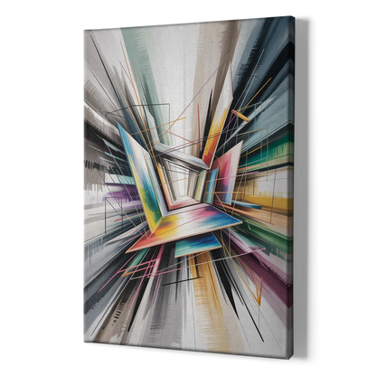 Dynamic Elegance Grey and Silver Abstract - Canvas Print Art Sides