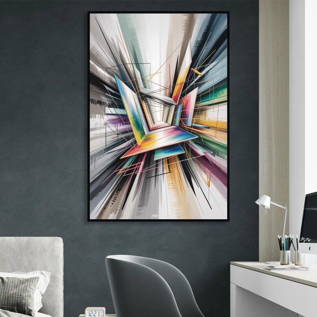 Dynamic Elegance Grey and Silver Abstract Sitting Room - Black Canvas Wall Art