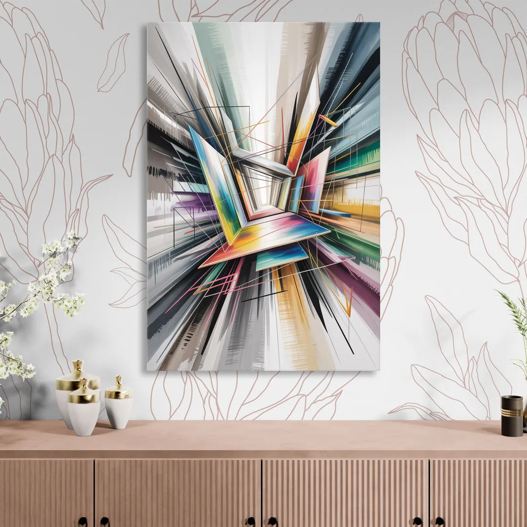 Dynamic Elegance Grey and Silver Abstract Sitting Room - Canvas Wall Art