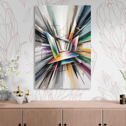 Dynamic Elegance Grey and Silver Abstract Sitting Room - Canvas Wall Art