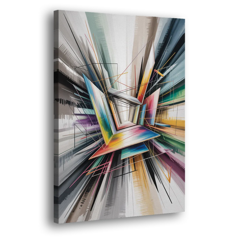 Dynamic Elegance Grey and Silver Abstract - Canvas Wall Art