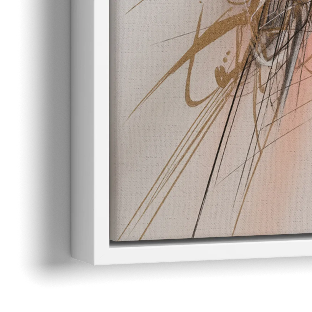 Dynamic Geometric Harmony Pink and Gold Abstract - Close-Up White Frame Canvas