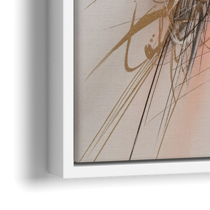 Dynamic Geometric Harmony Pink and Gold Abstract - Close-Up White Frame Canvas