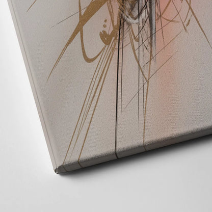 Dynamic Geometric Harmony Pink and Gold Abstract Canvas Close Up