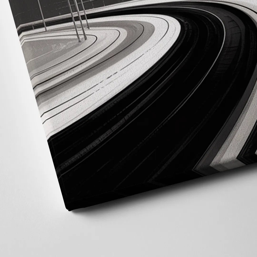 Dynamic Geometric Motion Black and White Abstract Canvas Close Up