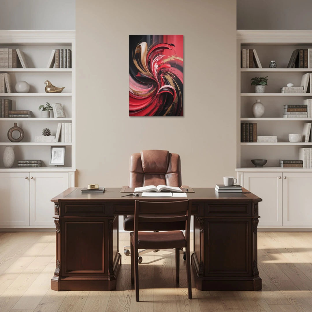Dynamic Swirl Red Abstract - Canvas Wall Art - Office - 24x36