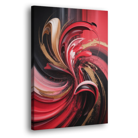 Dynamic Swirl Red Abstract - Canvas Wall Art - Side