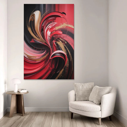 Dynamic Swirl Red Abstract - Canvas Wall Art - Sofa - 40x60