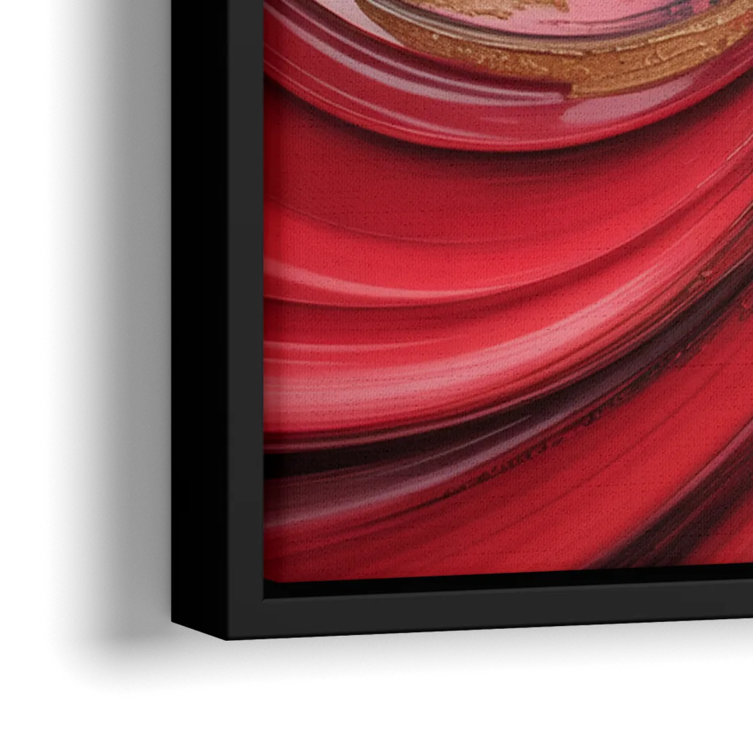 Dynamic Swirl Red Abstract - Close-Up Black Frame Canvas